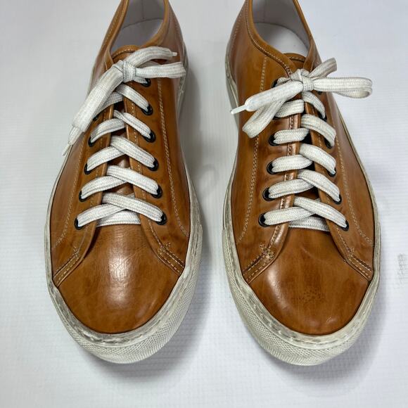 Common Projects Tournament Low Tan Polished Leather Sneakers EU 42 Italy Retro